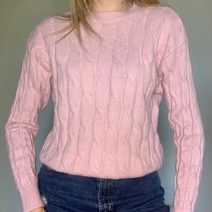 SOFTEST pink chunky cable knit sweater